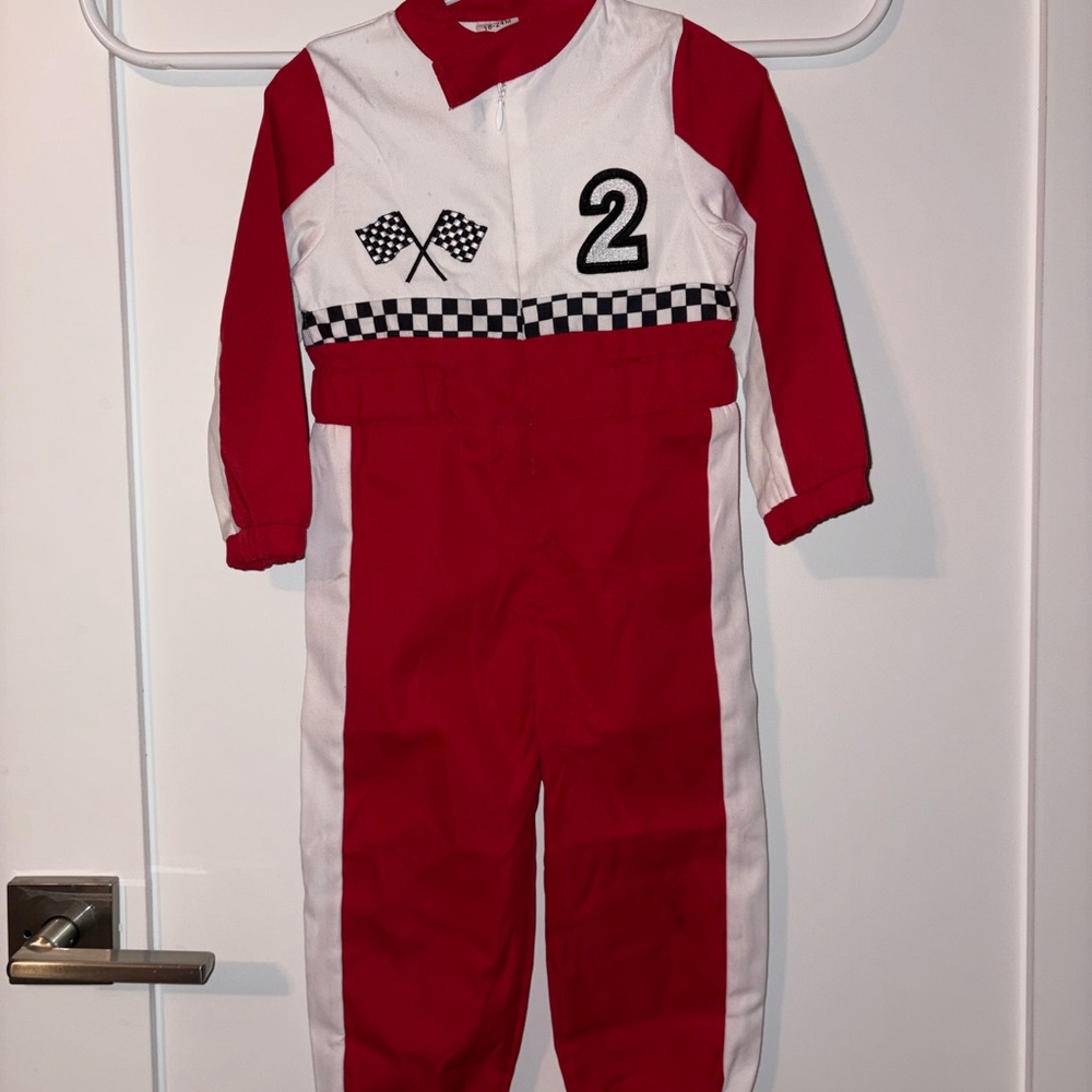 Red and White Racing Jumpsuit Costume 18-24m